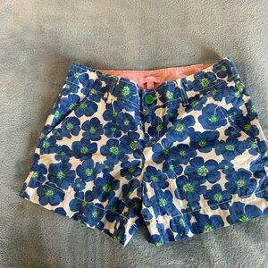 Lilly Pulitzer Callahan Blue Pansy Print Shorts Sz 0-EUC